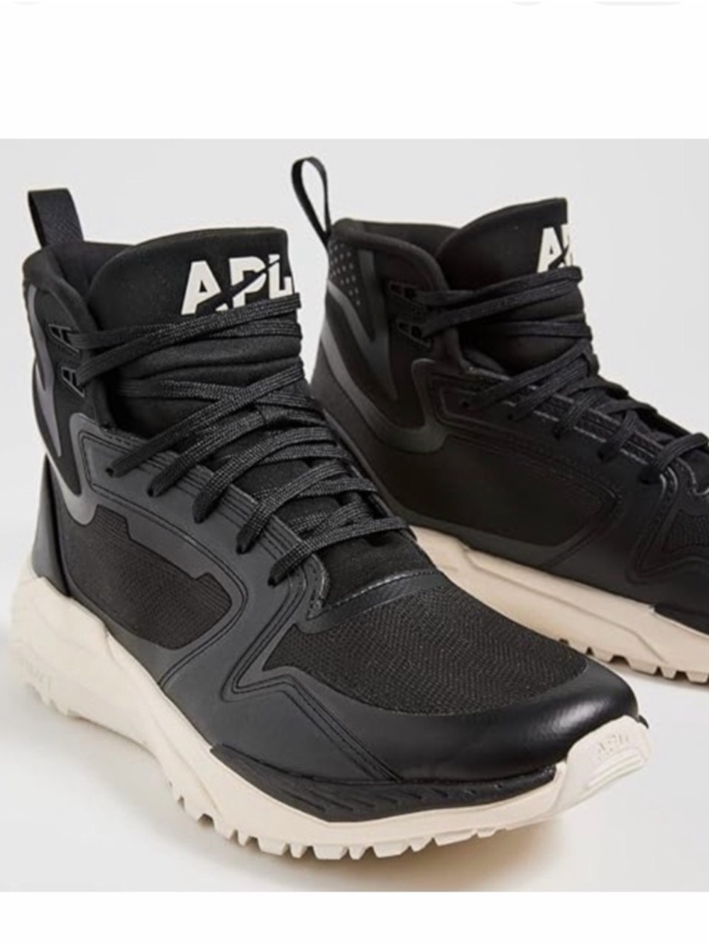NEW APL Athletic Propulsion Labs Black High-Top TechLoom Sneakers w/White Sole